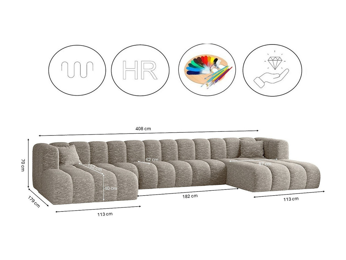 Canapé modulable gris tissu