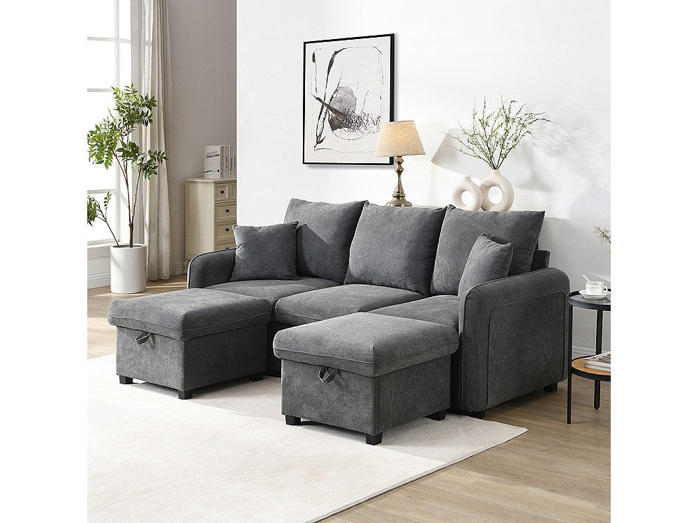 Canapé modulable 3 places gris tissu