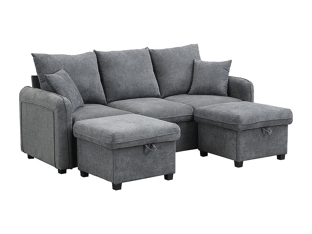 Canapé modulable 3 places gris tissu