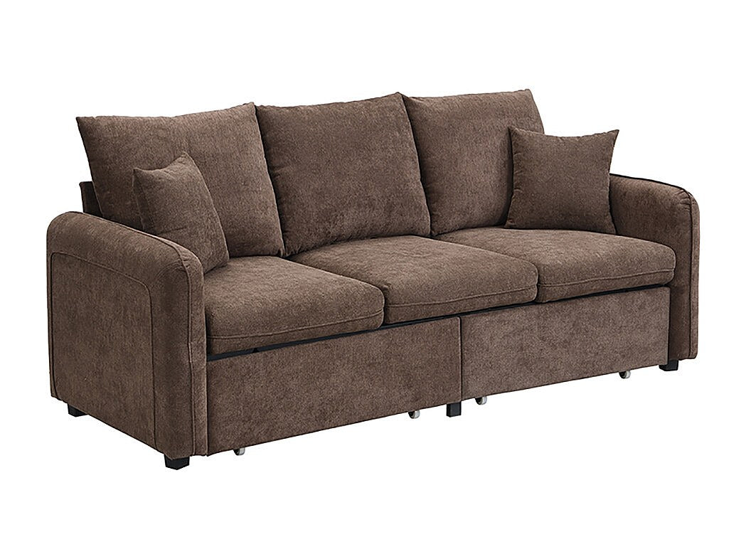 Canapé modulable 3 places marron tissu