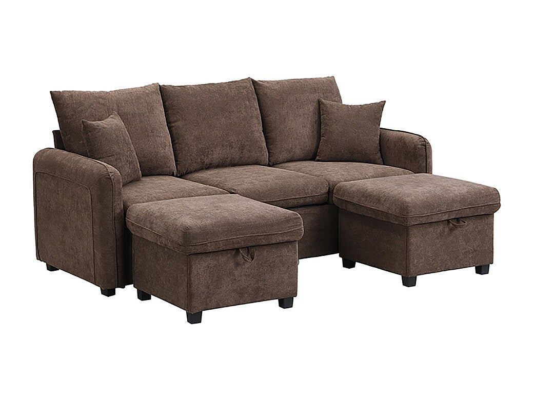 Canapé modulable 3 places marron tissu
