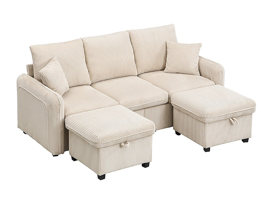 Canapé modulable 3 places beige tissu