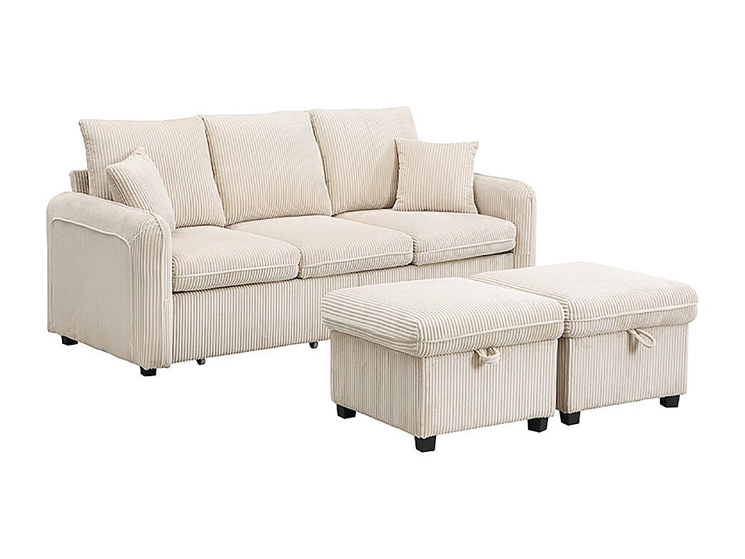 Canapé modulable 3 places beige tissu