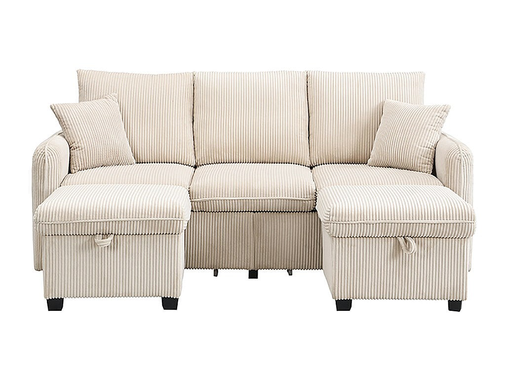 Canapé modulable 3 places beige tissu