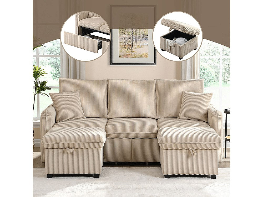 Canapé modulable 3 places beige tissu