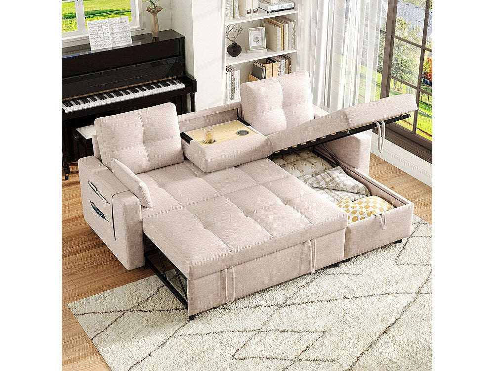Canapé modulable convertible beige tissu
