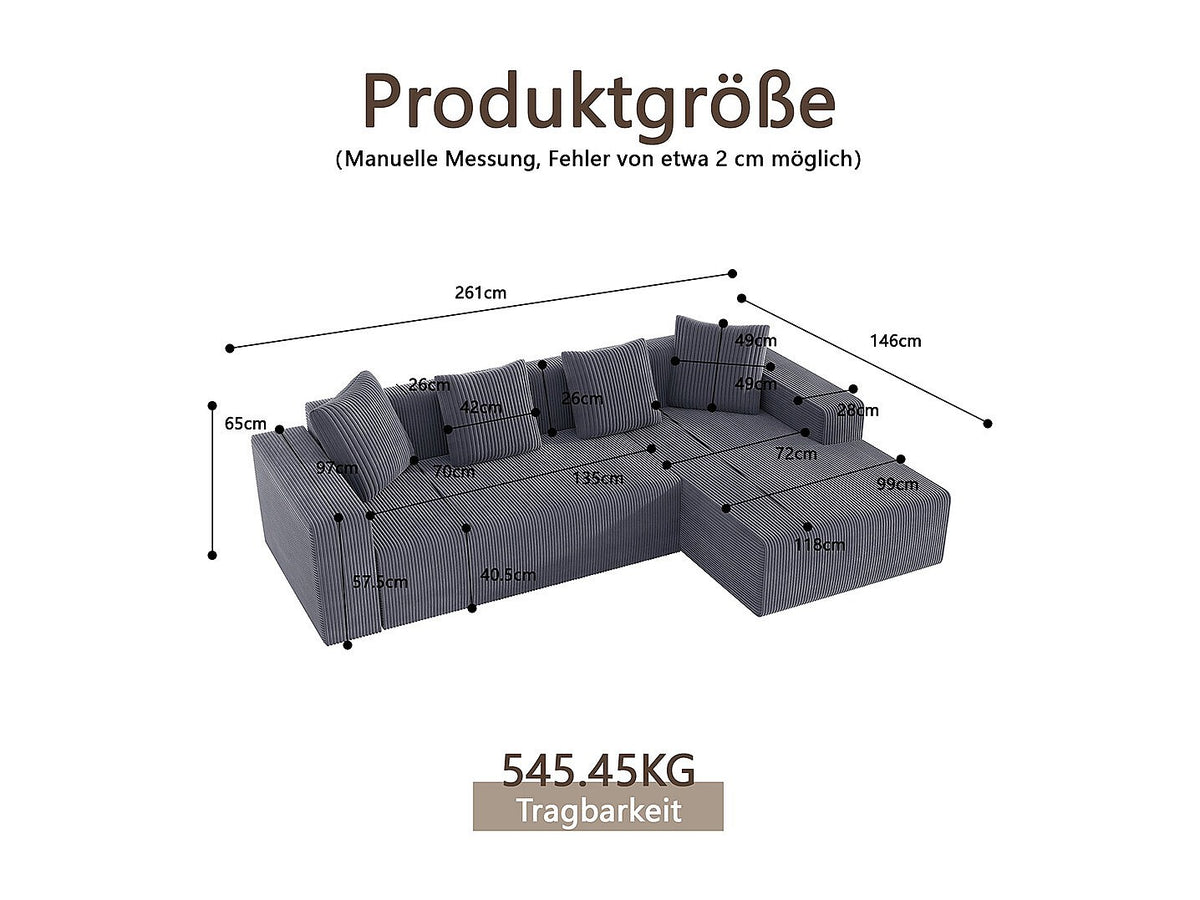 Canapé modulable gris tissu