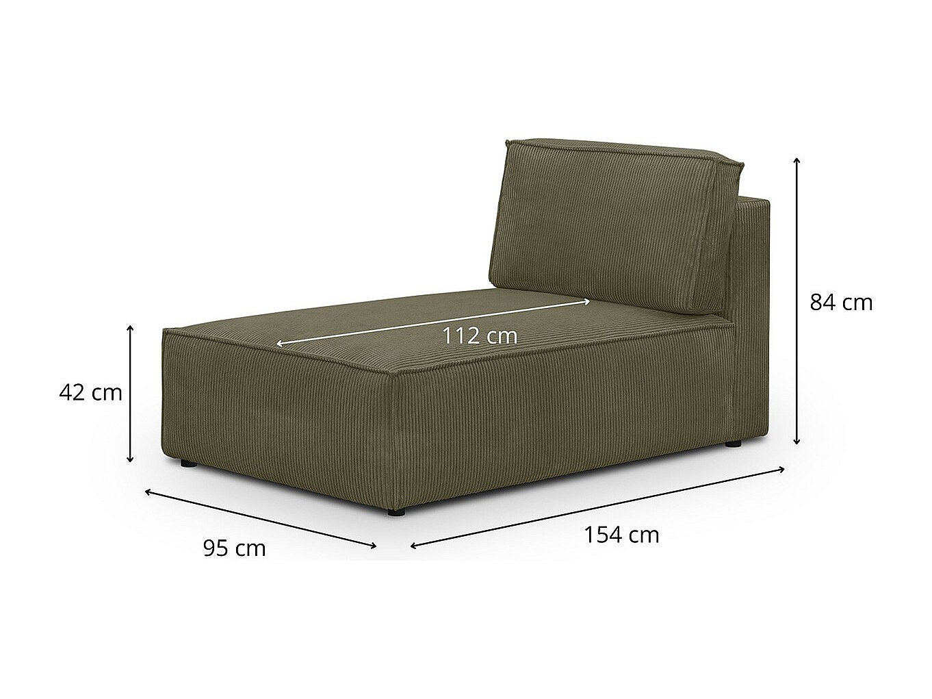 Méridienne pour canapé modulable vert velours