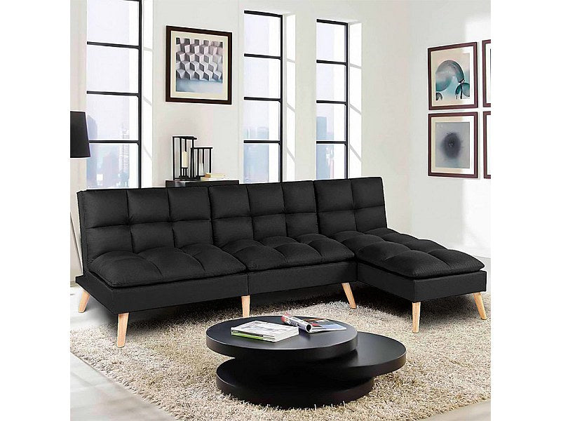 Canapé modulable convertible noir tissu
