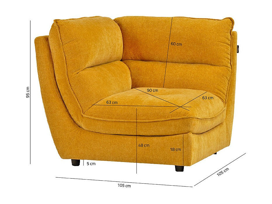 Angle pour canapé modulable jaune tissu - Charles