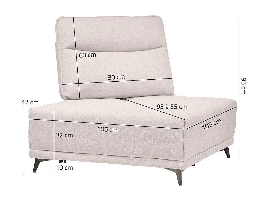 Angle pour canapé modulable beige tissu - Gina