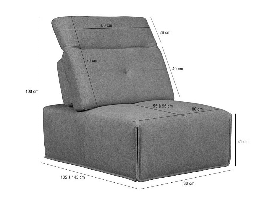 Chauffeuse modulable gris tissu - Living