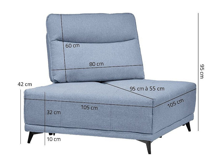 Angle pour canapé modulable bleu tissu - Gina