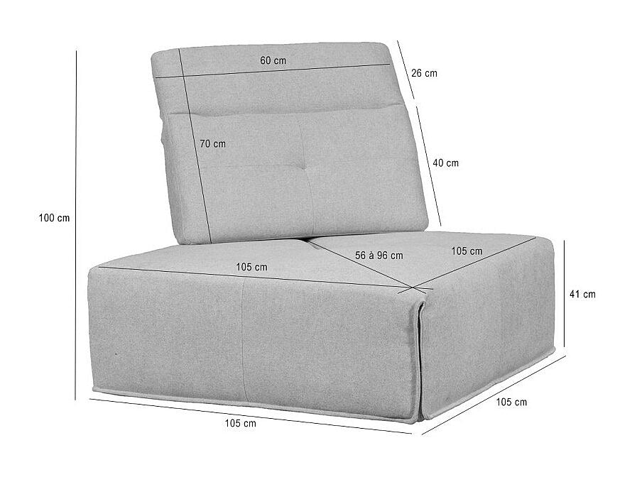 Angle pour canapé modulable gris tissu - Living