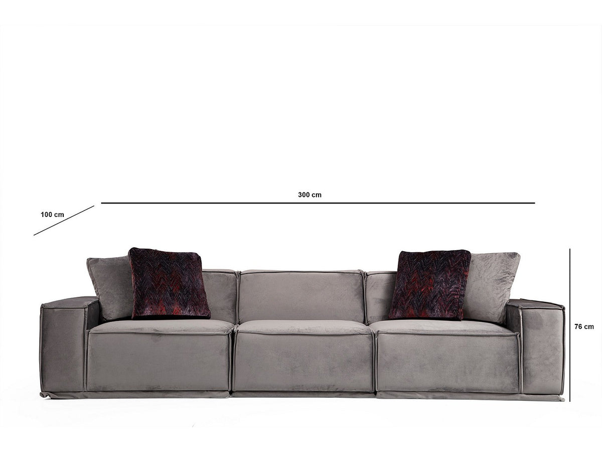 Canapé modulable 3 places gris tissu