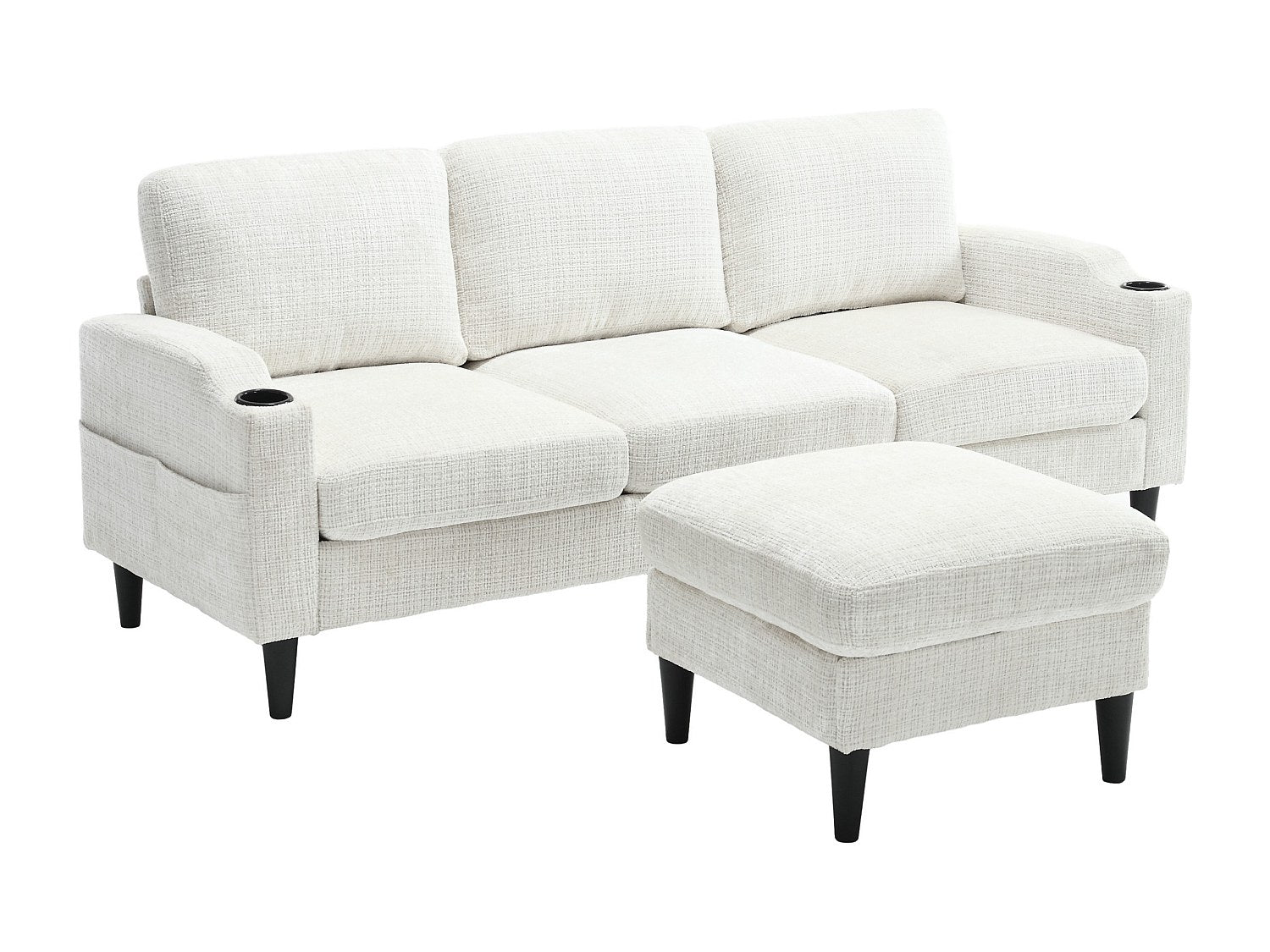 Pouf pour canapé modulable 4 places beige tissu