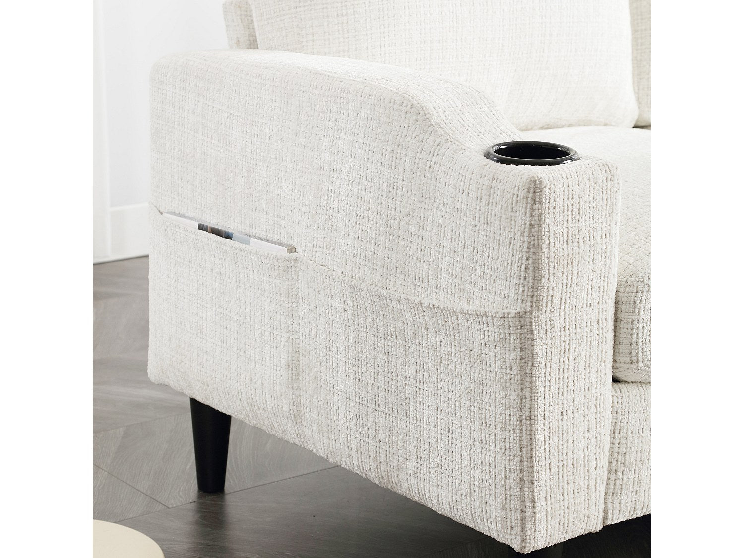 Pouf pour canapé modulable 4 places beige tissu