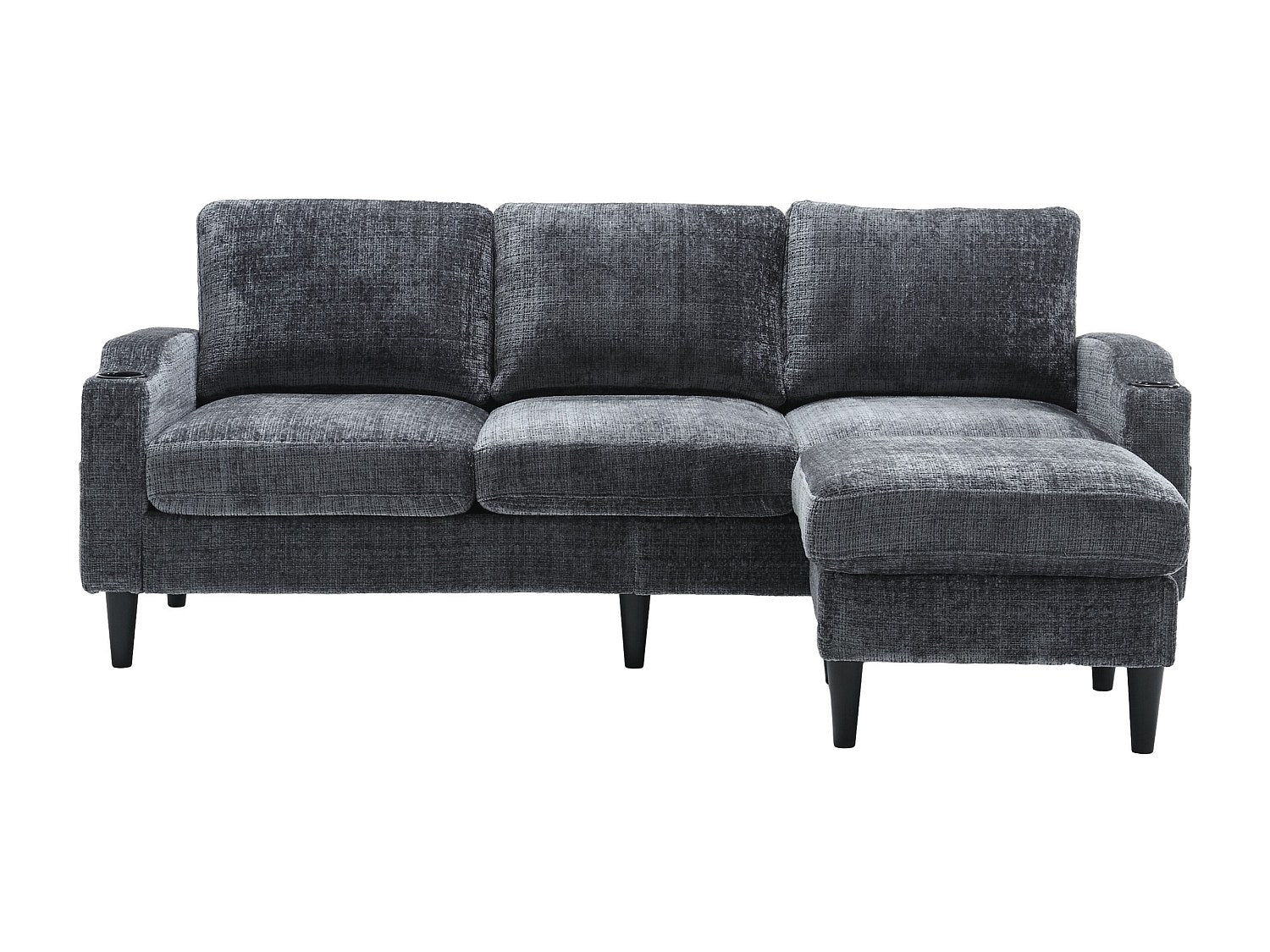 Pouf pour canapé modulable 4 places gris tissu