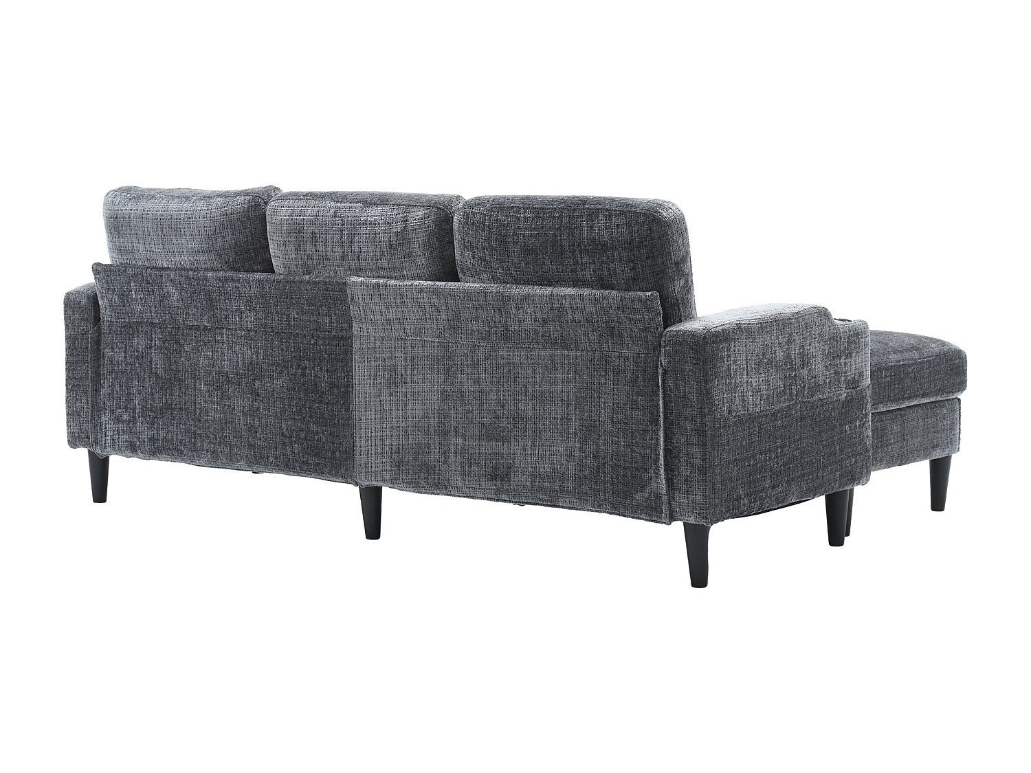 Pouf pour canapé modulable 4 places gris tissu