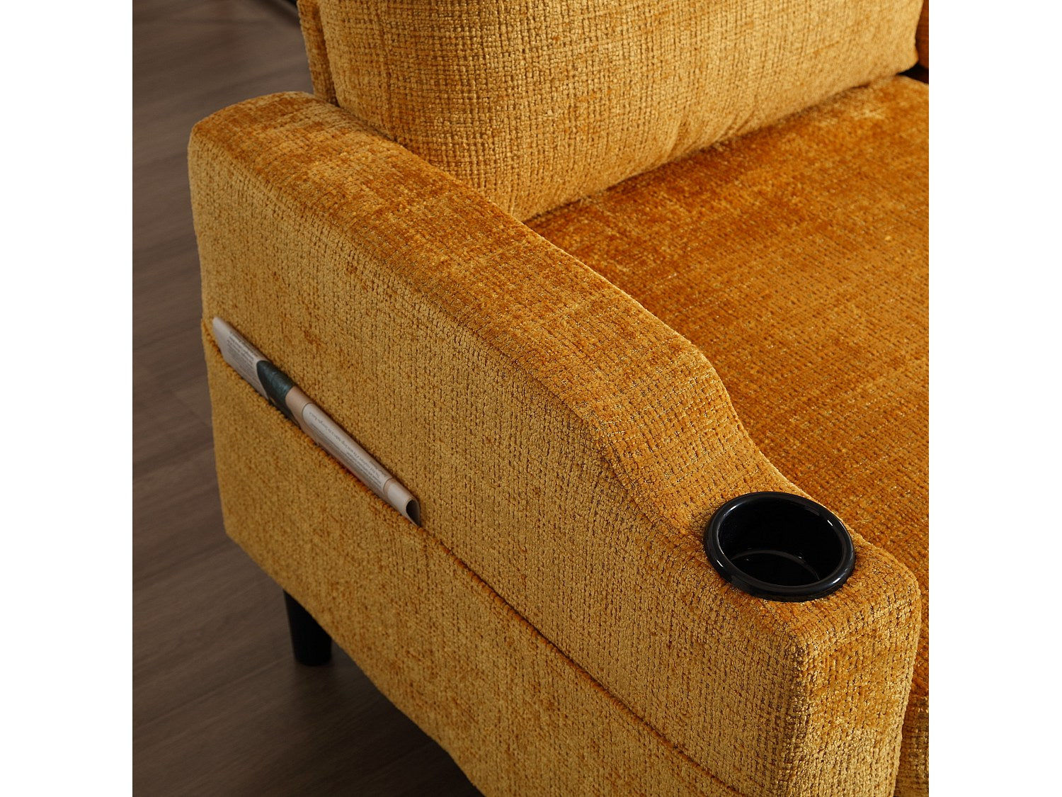 Pouf pour canapé modulable 4 places jaune tissu