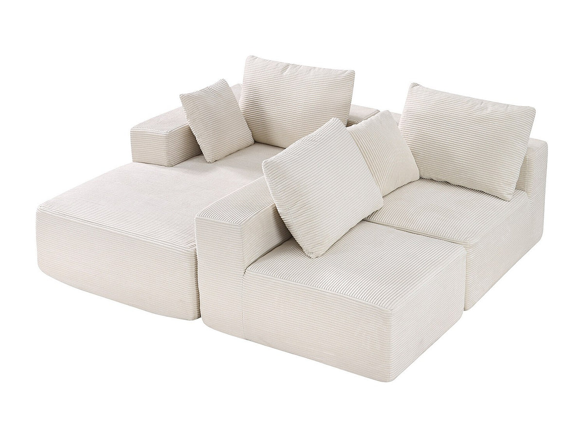 Méridienne pour canapé modulable beige velours