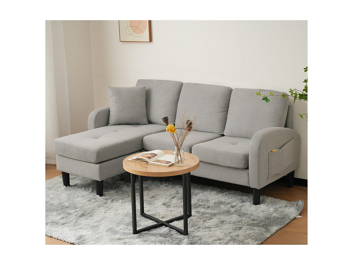 Méridienne pour canapé modulable 3 places gris tissu