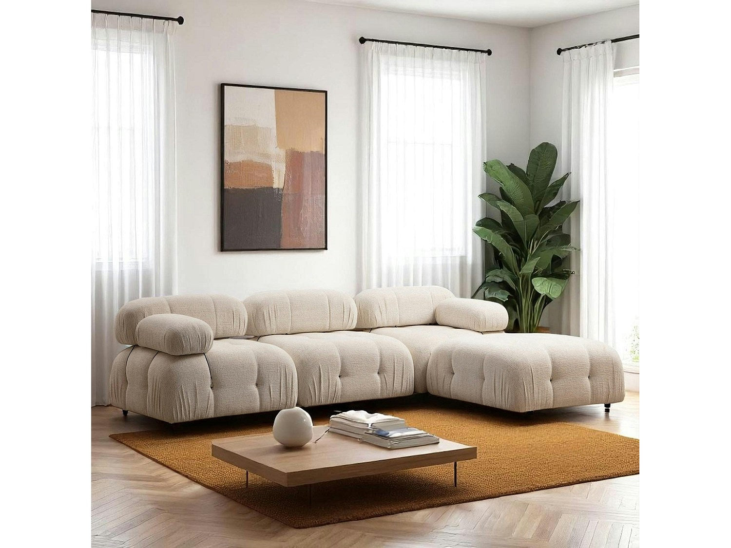 Angle pour canapé modulable beige tissu