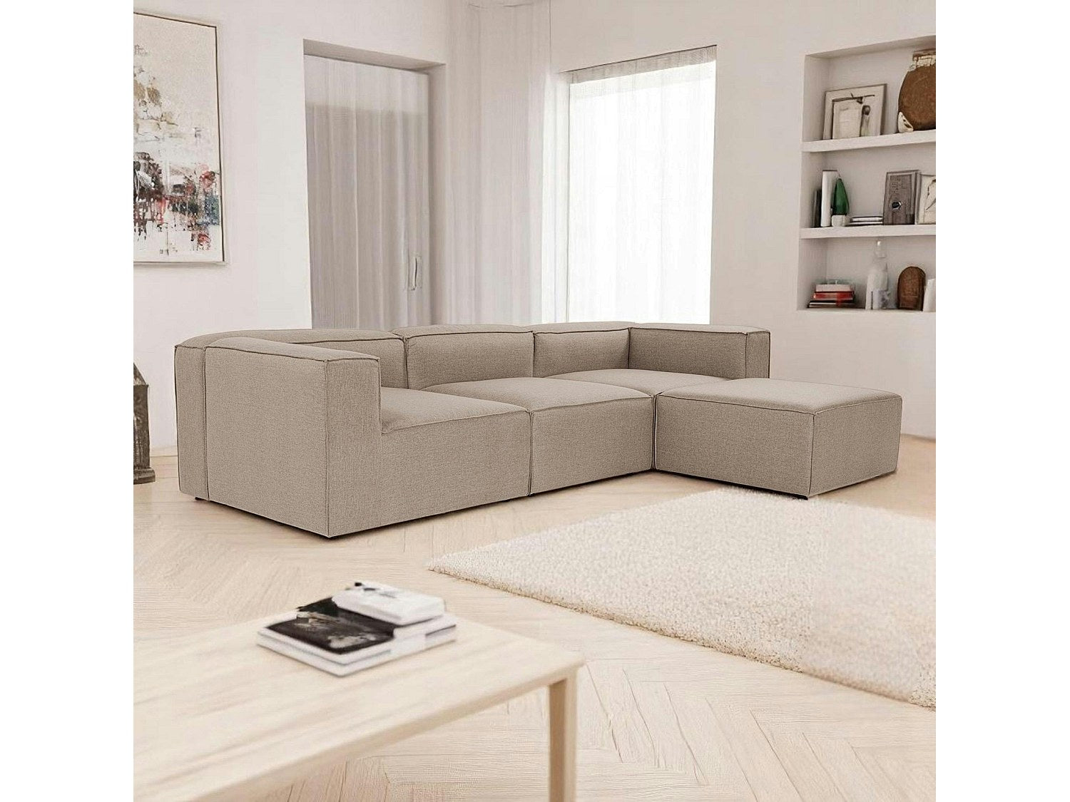 Angle pour canapé modulable taupe tissu