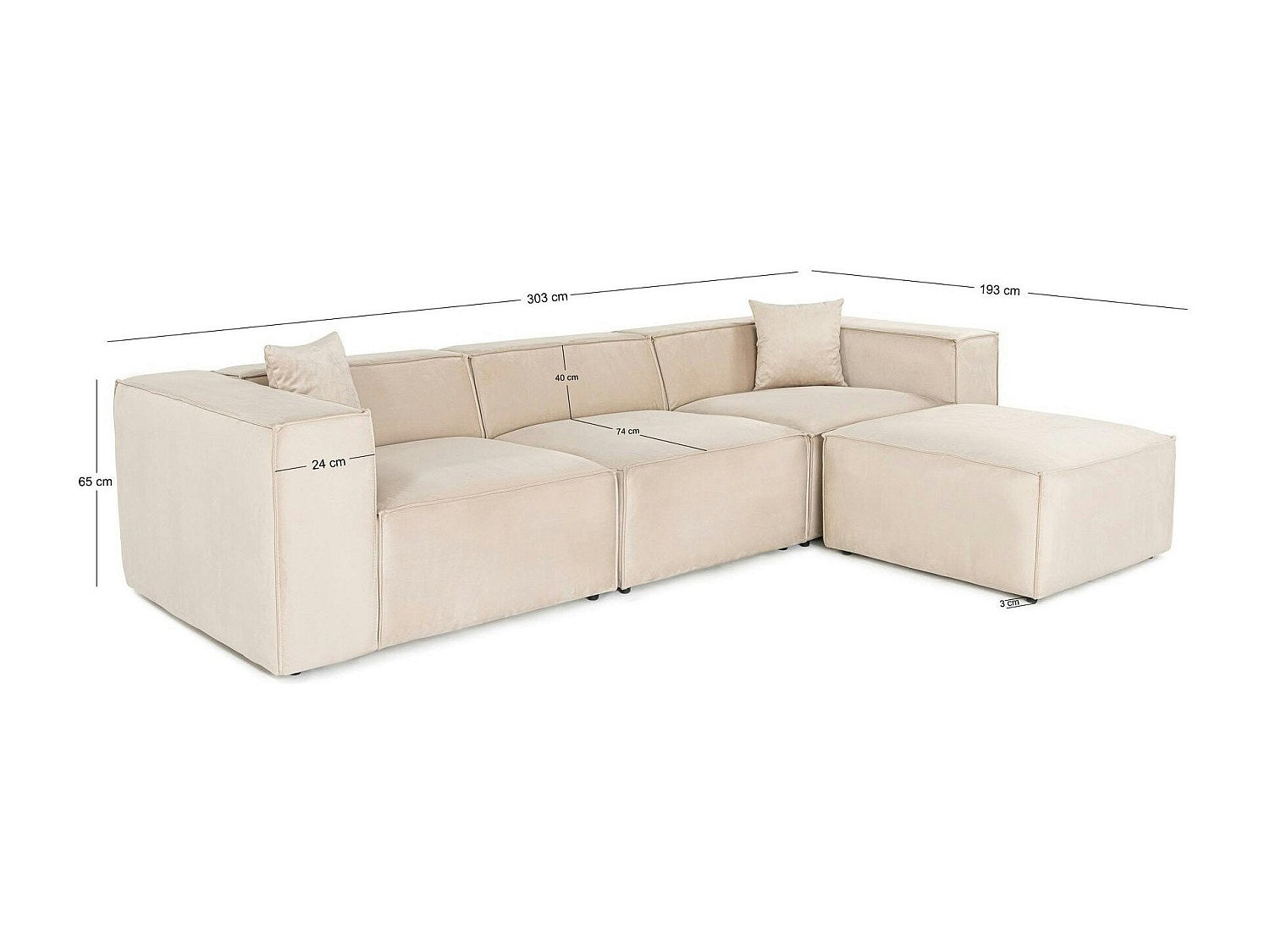 Angle pour canapé modulable beige tissu