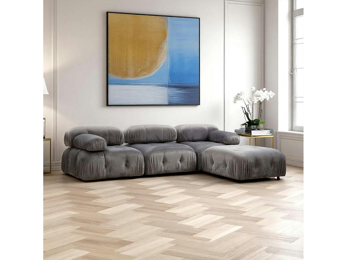 Angle pour canapé modulable gris velours