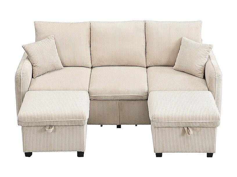 Canapé modulable 3 places beige tissu