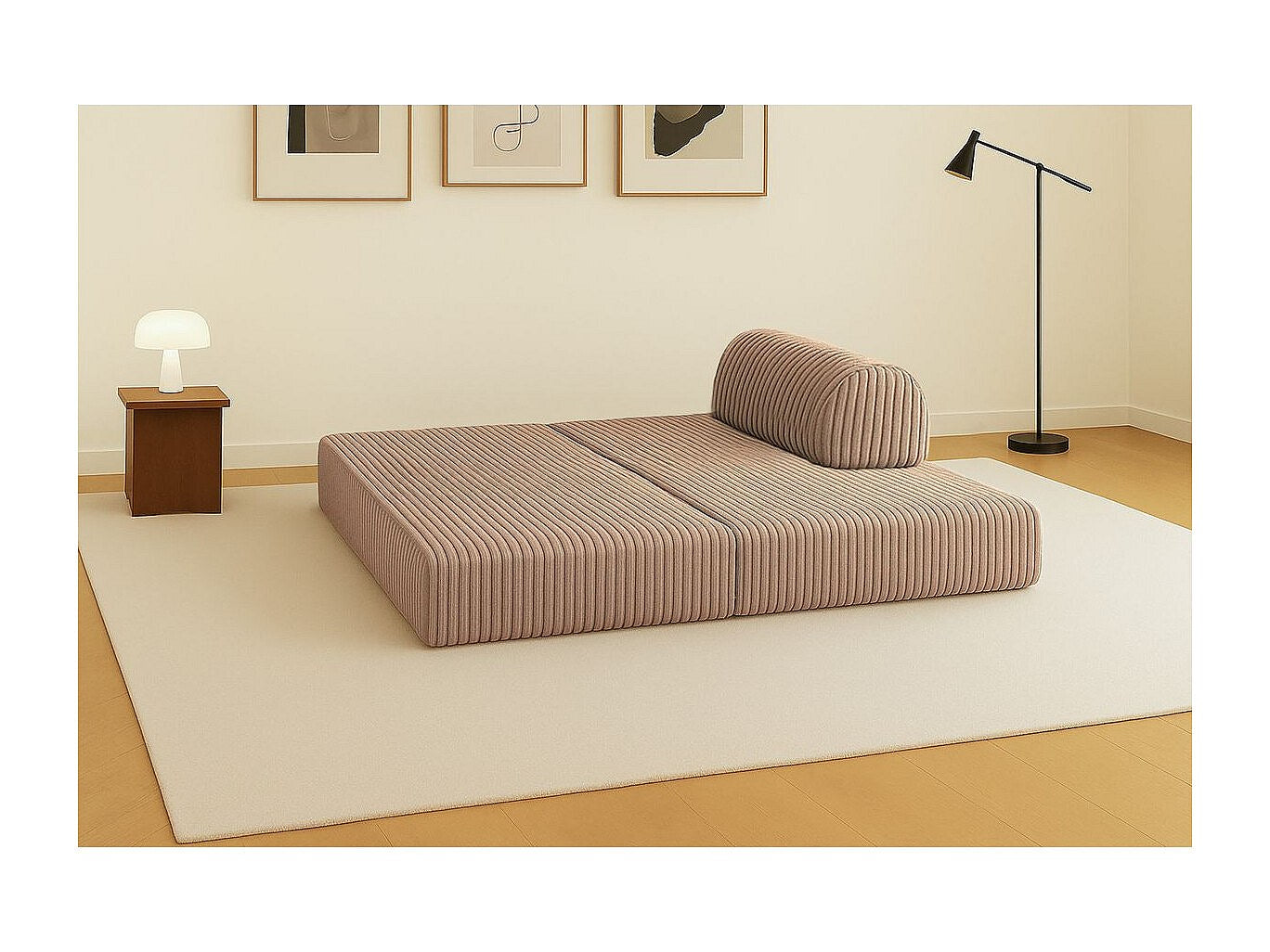 Canapé modulable convertible 2 places marron velours