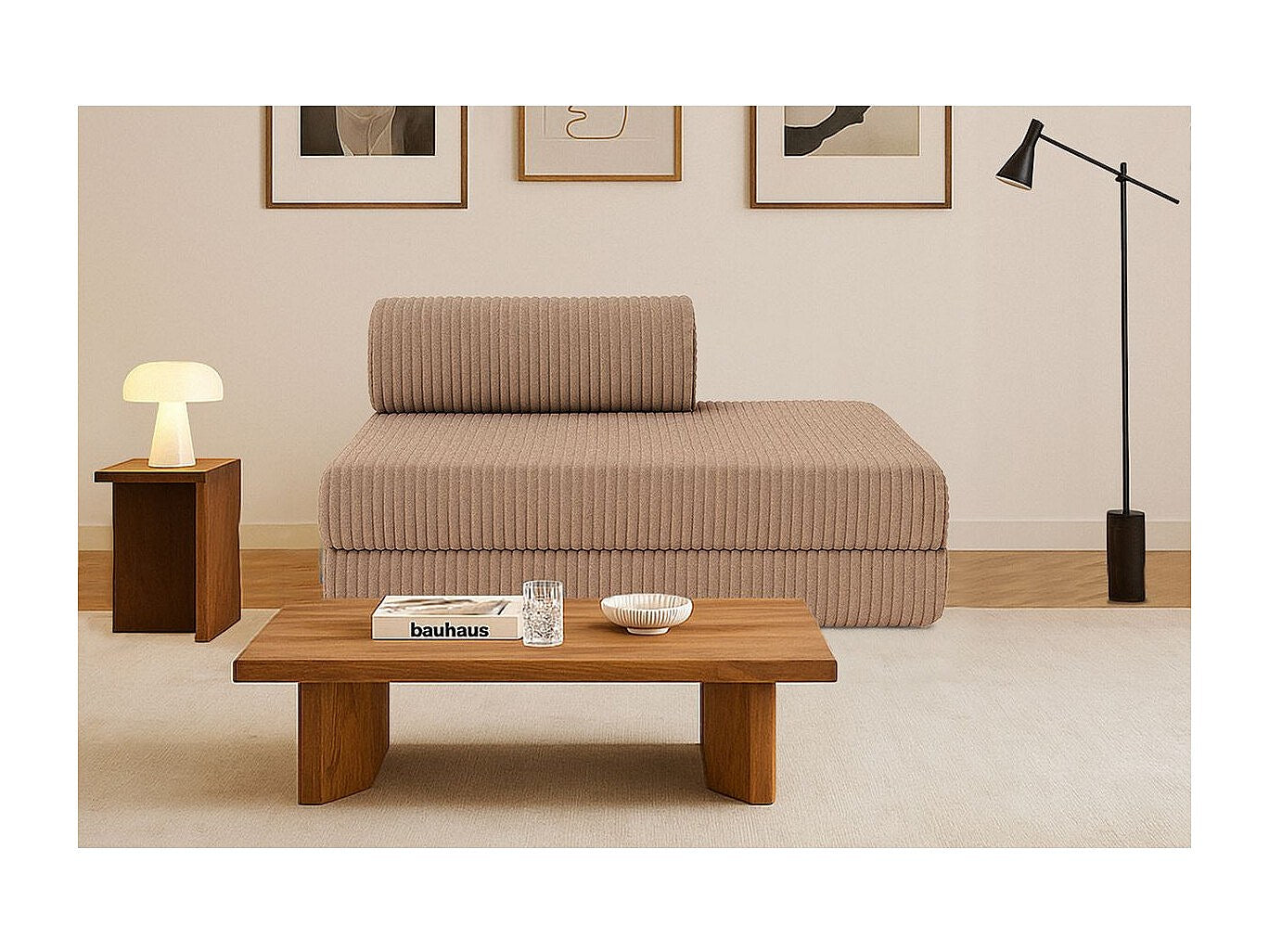 Canapé modulable convertible 2 places marron velours