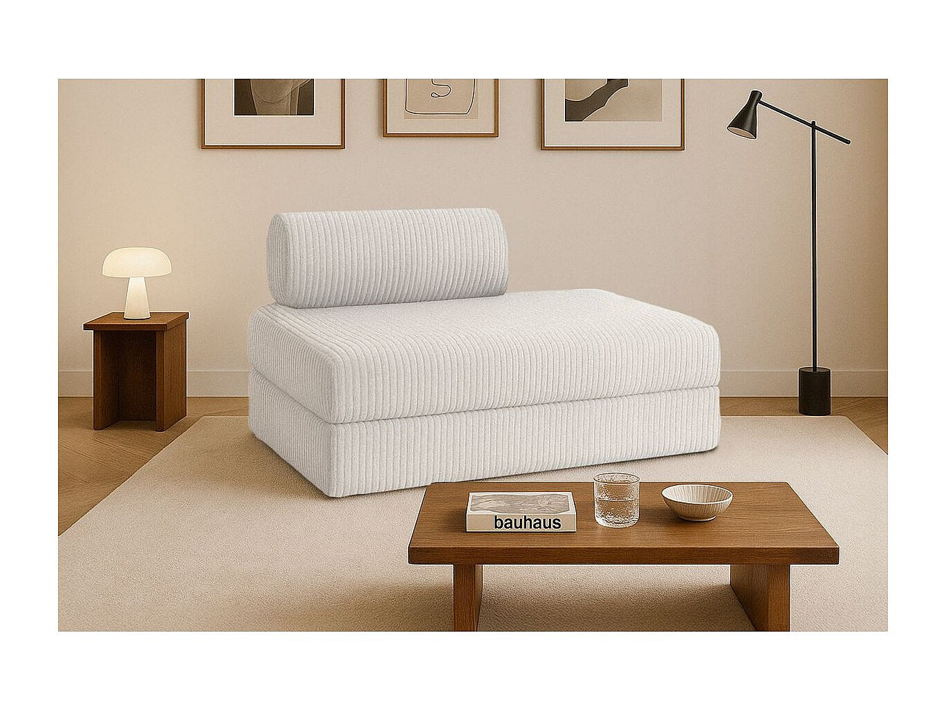 Canapé modulable convertible 2 places blanc velours