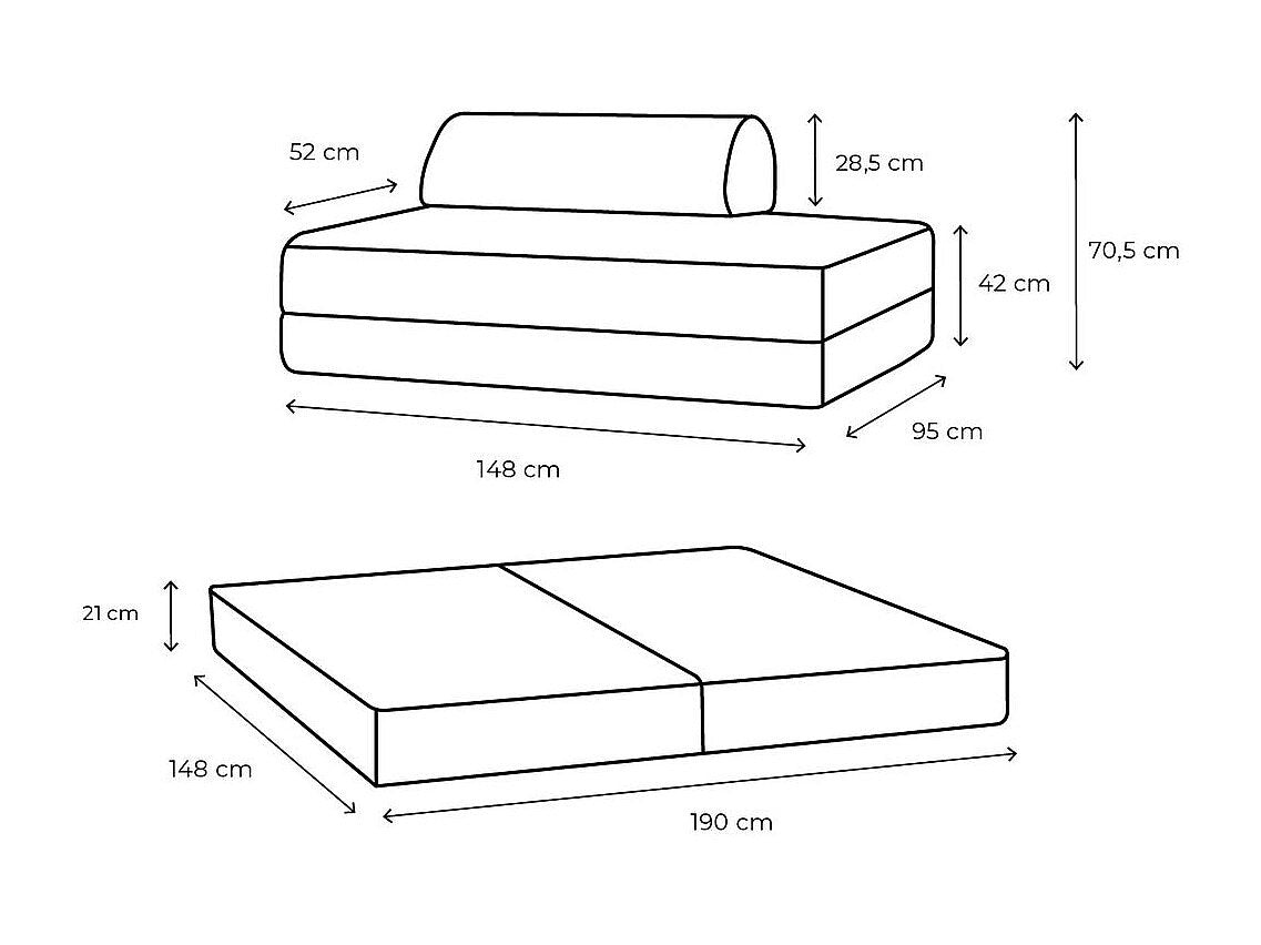 Canapé modulable convertible 2 places marron velours