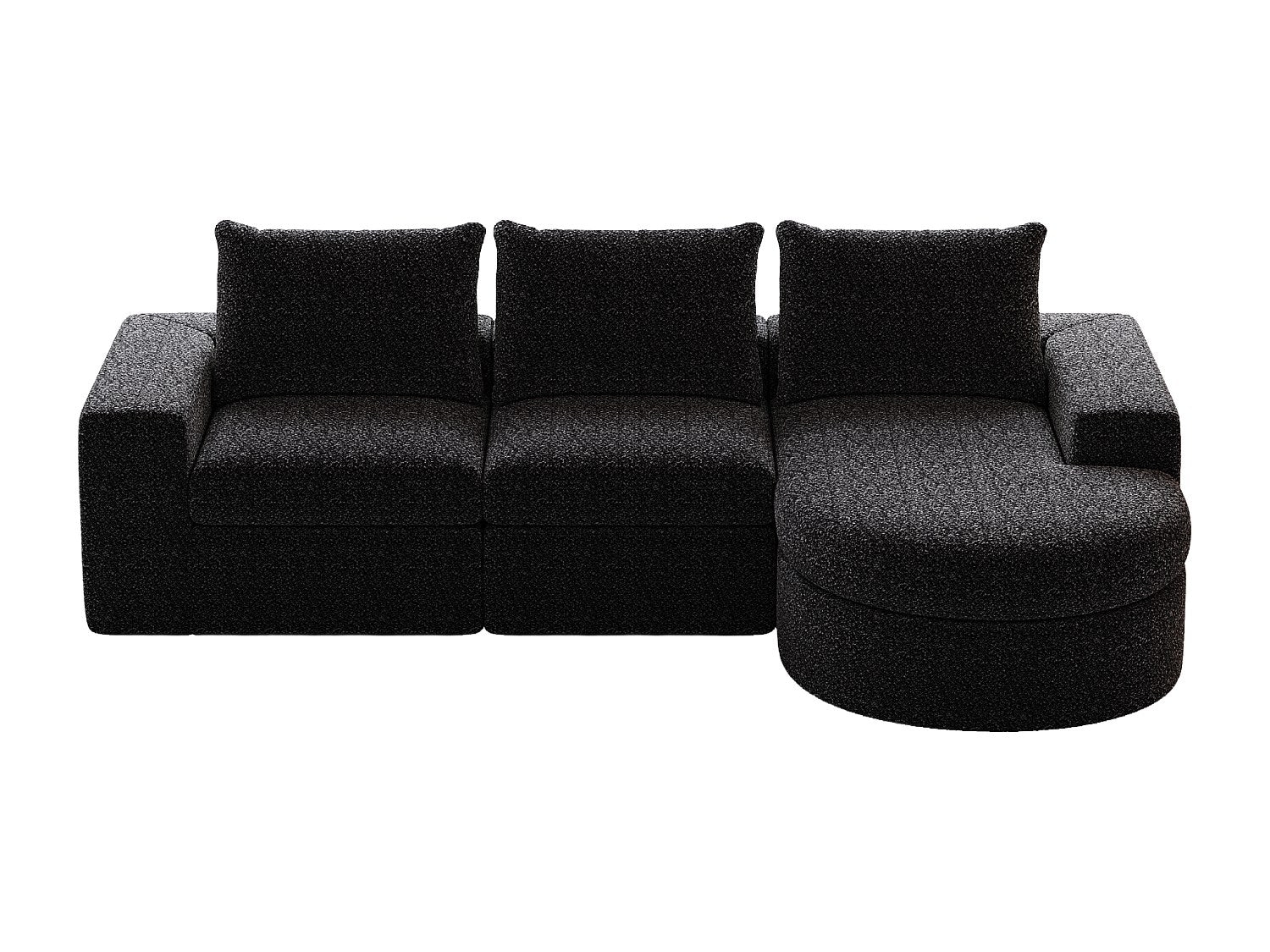Méridienne pour canapé modulable 3 places noir tissu