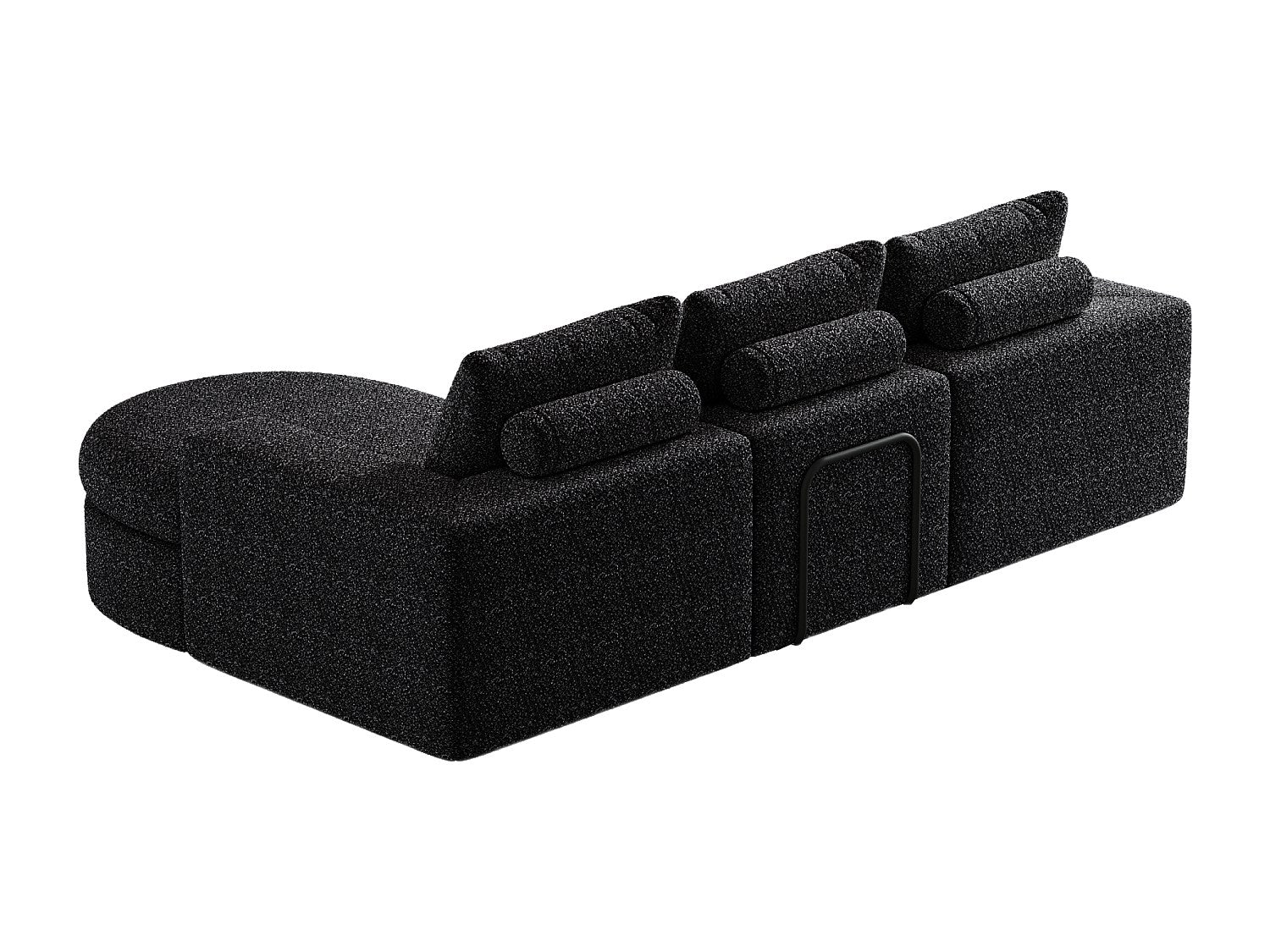 Méridienne pour canapé modulable 3 places noir tissu