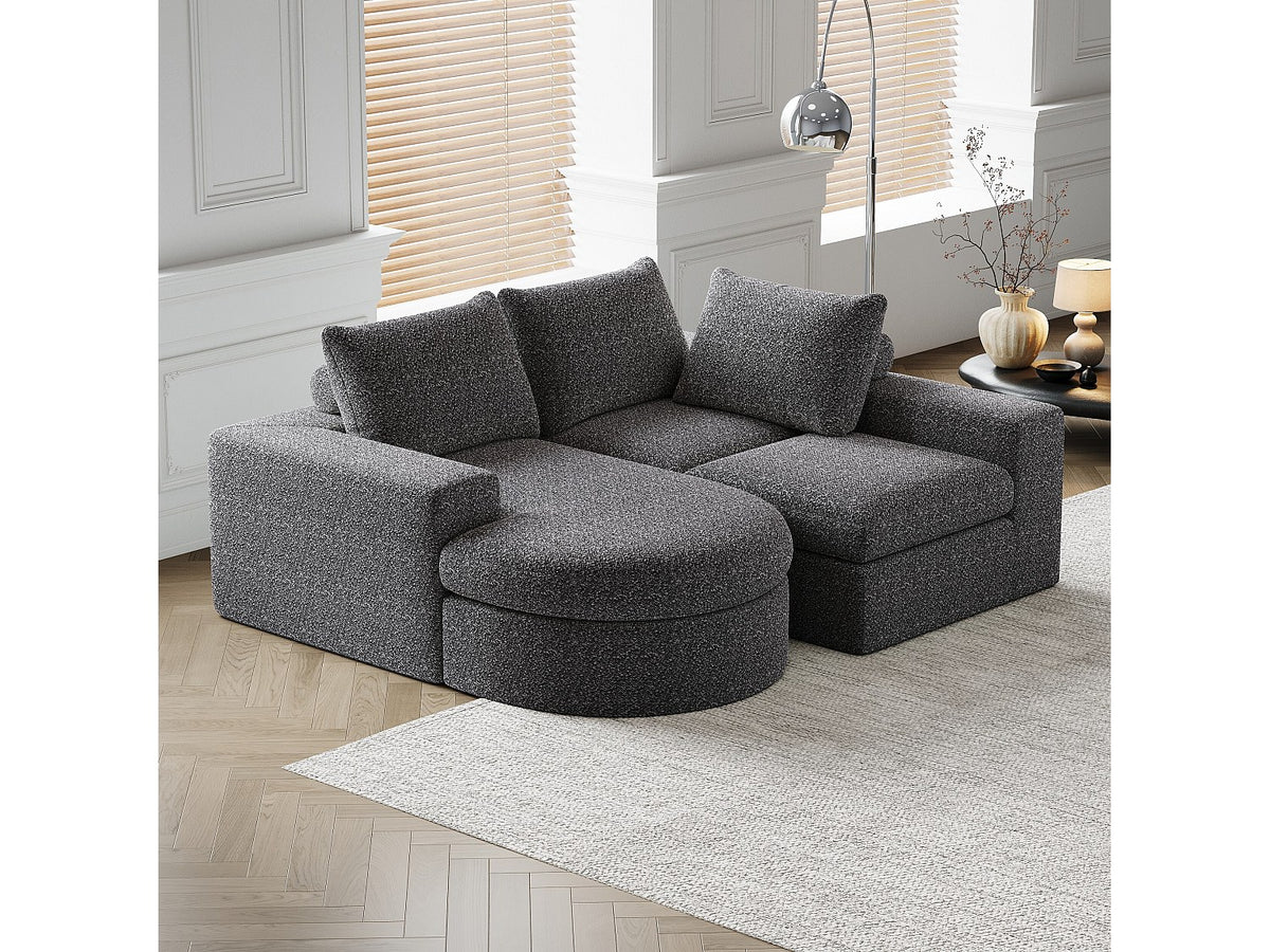 Méridienne pour canapé modulable 3 places gris tissu