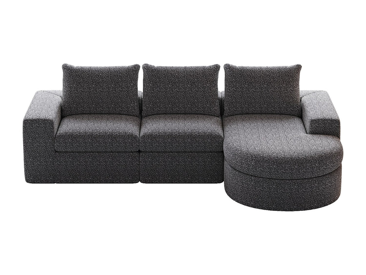 Méridienne pour canapé modulable 3 places gris tissu