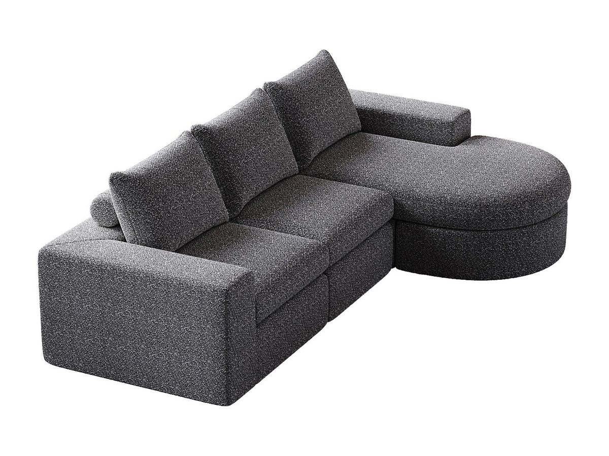 Méridienne pour canapé modulable 3 places gris tissu