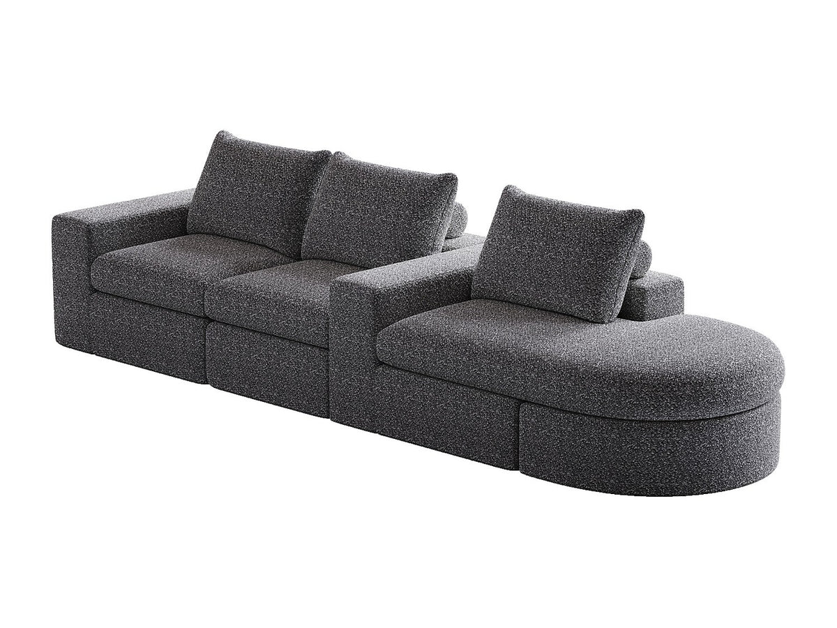 Méridienne pour canapé modulable 3 places gris tissu