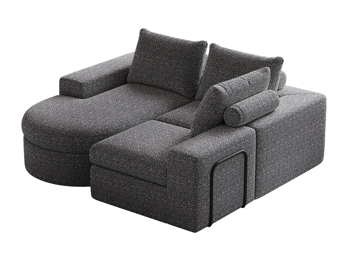 Méridienne pour canapé modulable 3 places gris tissu