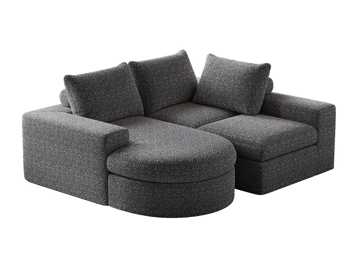 Méridienne pour canapé modulable 3 places gris tissu