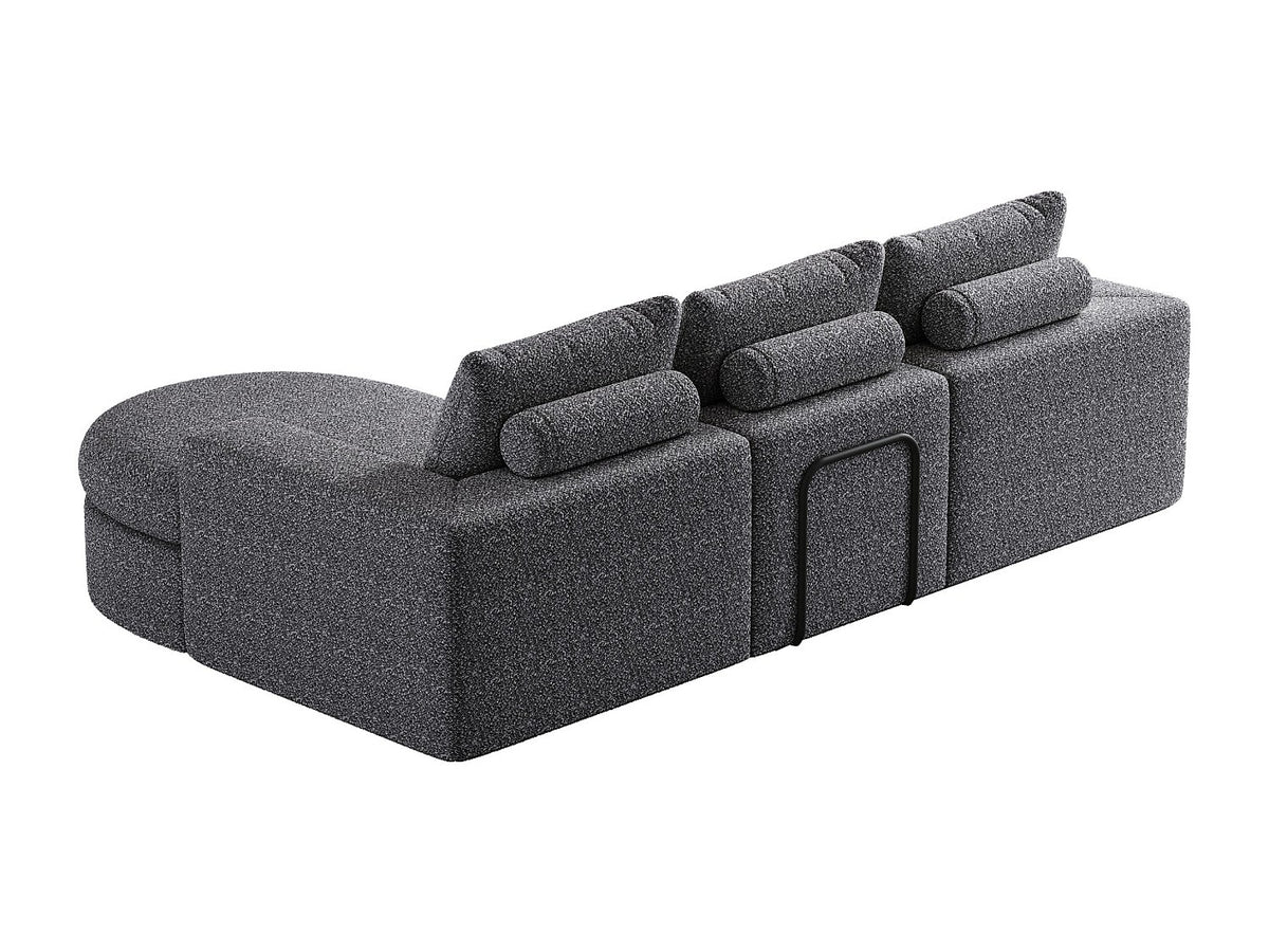 Méridienne pour canapé modulable 3 places gris tissu