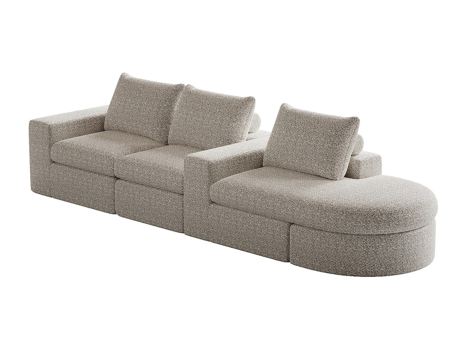 Méridienne pour canapé modulable 3 places beige tissu