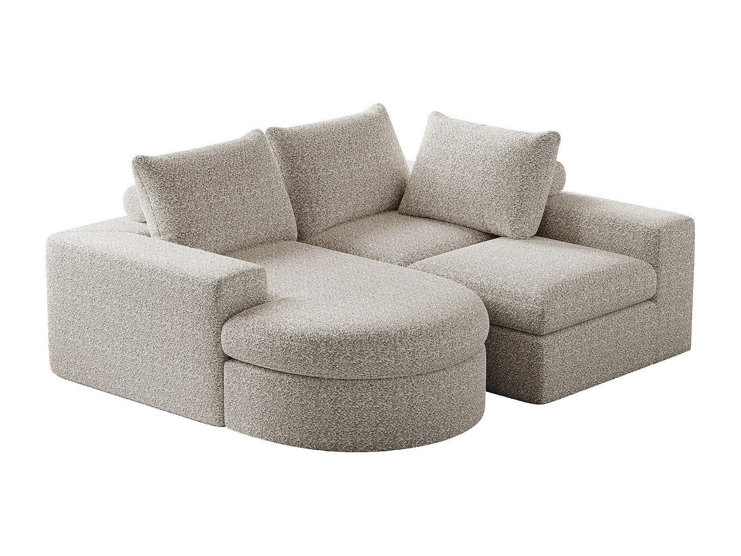 Méridienne pour canapé modulable 3 places beige tissu