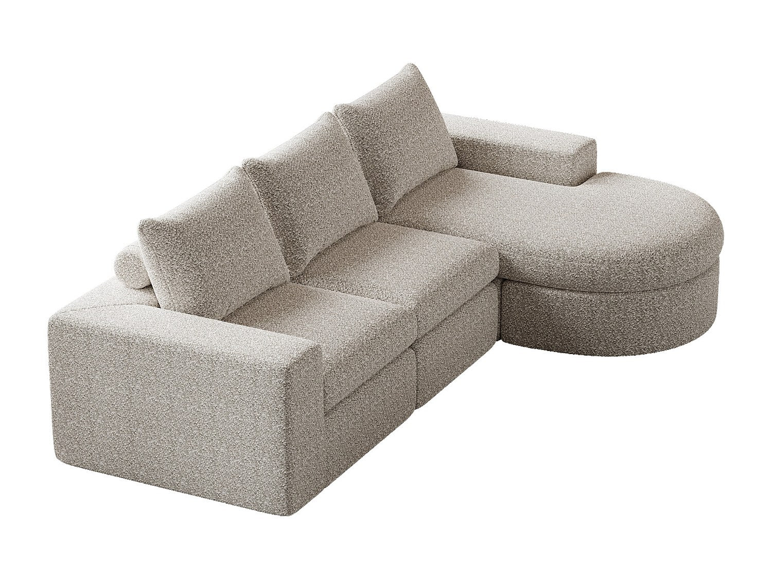 Méridienne pour canapé modulable 3 places beige tissu