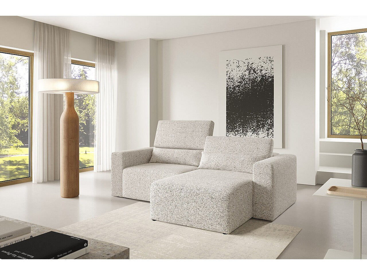 Canapé modulable beige tissu