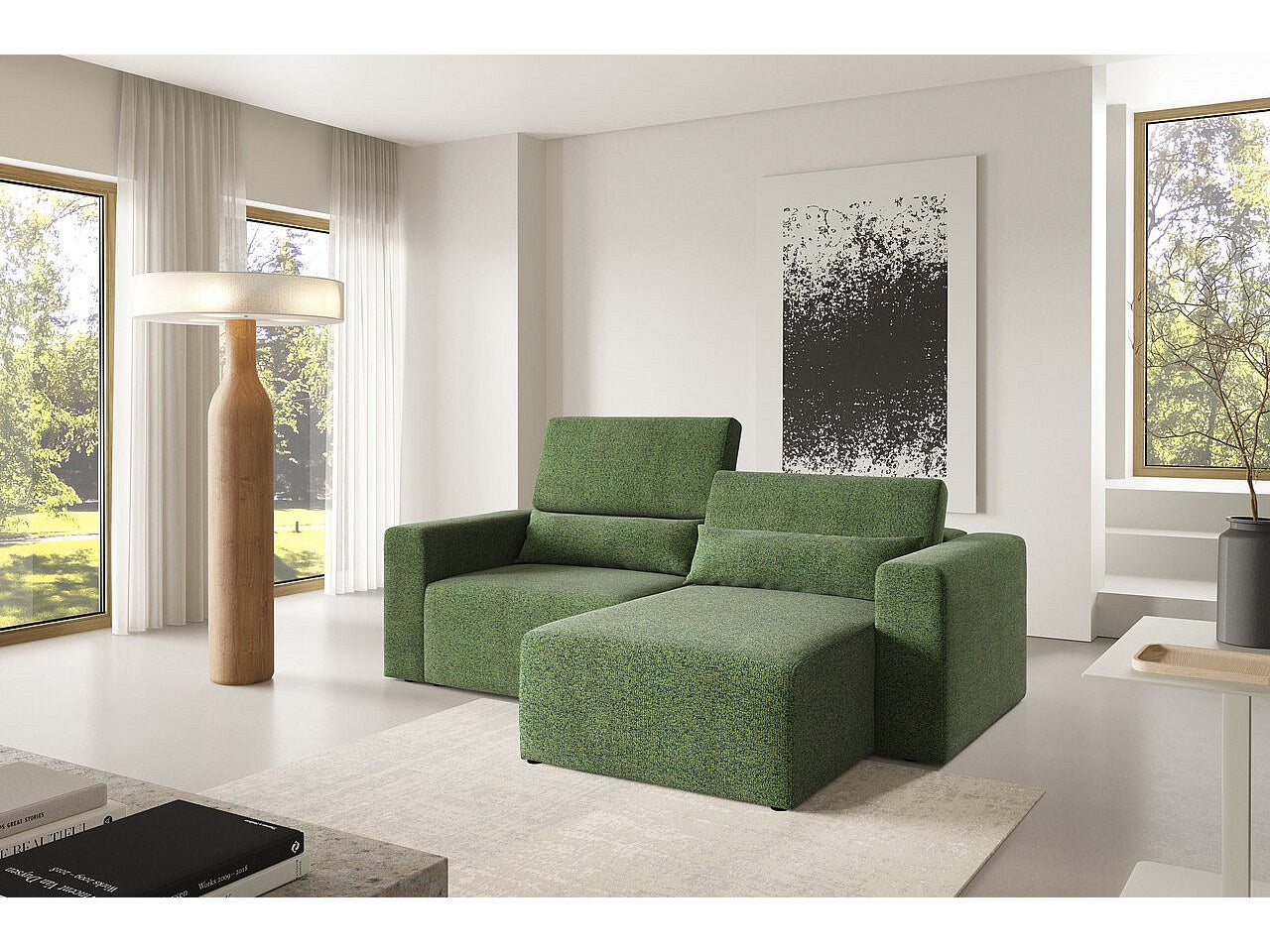 Canapé modulable vert tissu