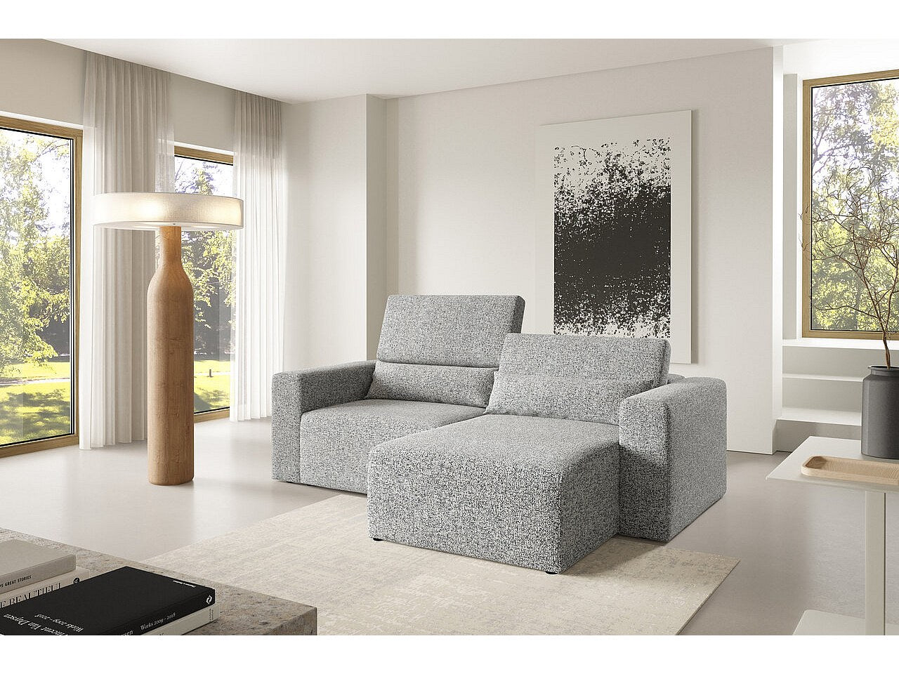Canapé modulable gris tissu